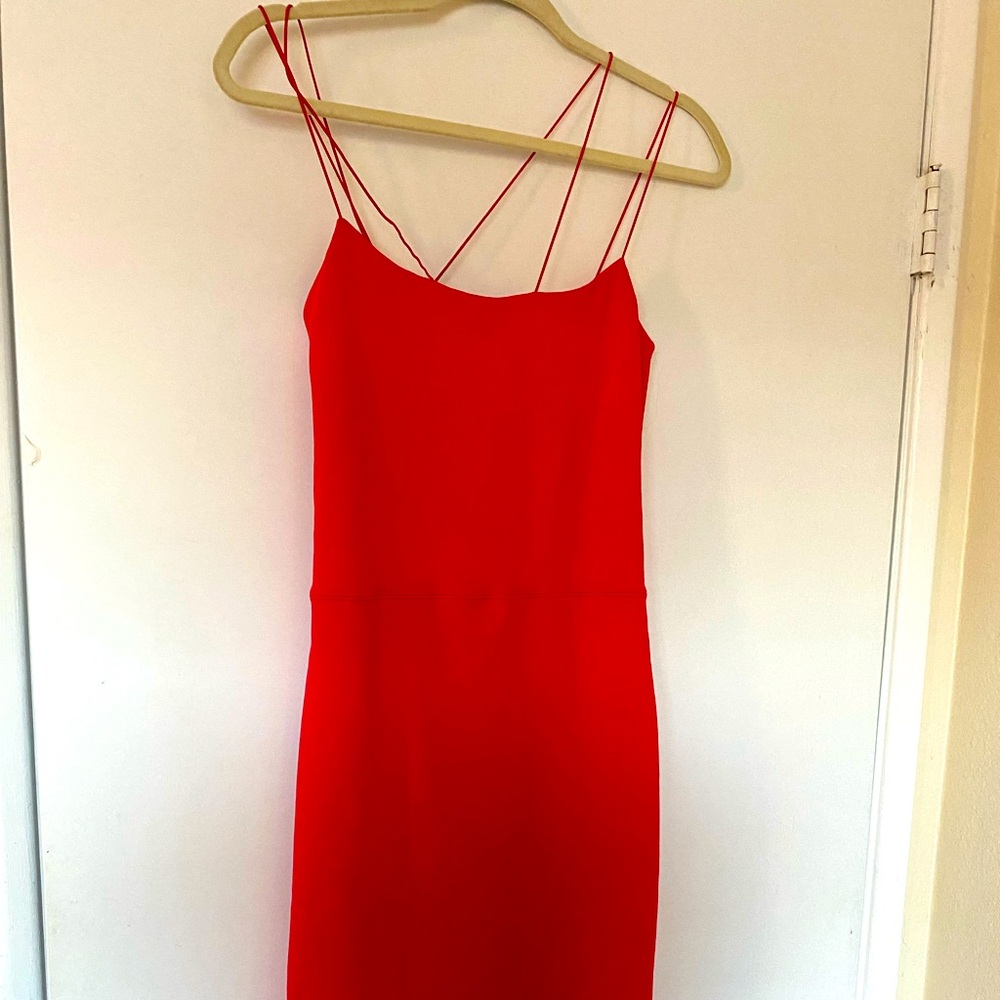 DAVID LERNER Asymmetrical Strap mini dress